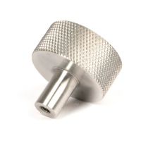 The 32mm Knurled Cabinet Knob (No Rose) in Satin Stainless Steel Shown from Behind on a White Background The 32mm Knurled Cabinet Knob (No Rose) in Satin Stainless Steel Shown from Behind on a White Background