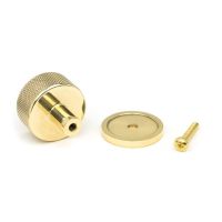 The 32mm Knurled Cabinet Knob on a Plain Rose in Polished Brass Displayed in Separate Sections with Fitting Bolt The 32mm Knurled Cabinet Knob on a Plain Rose in Polished Brass Displayed in Separate Sections with Fitting Bolt