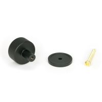The 32mm Knurled Cabinet Knob on Plain Rose in Matt Black Displayed with Fittings The 32mm Knurled Cabinet Knob on Plain Rose in Matt Black Displayed with Fittings