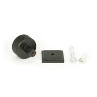 The 32mm Knurled Cabinet Knob on Square Rose in Aged Bronze Displayed with Fittings The 32mm Knurled Cabinet Knob on Square Rose in Aged Bronze Displayed with Fittings