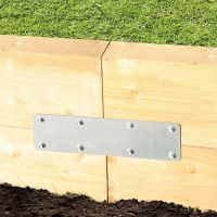 The 350mm Galvanised Railway Sleeper Straight Joining Plate Shown Fitted to a Raised Planter Bed