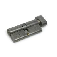 The 35/35 5-Pin Euro Cylinder Thumbturn Lock Keyed Alike in Pewter on a White Background 