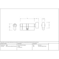 The 35/35 5-Pin Euro Cylinder Thumbturn Lock Keyed to Differ in Pewter Technical Drawings and Dimensions 