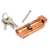 The 35/45T 5-Pin Euro Cylinder Thumbturn Lock Keyed to Differ in Polished Bronze with Keys and Bolt 