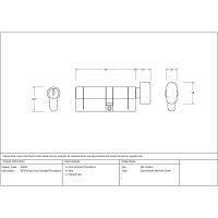 The 35T/45 5-Pin Euro Cylinder Thumbturn Lock Keyed to Differ in Pewter Technical Drawings and Dimensions 