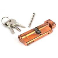 The 35T/45 5-Pin Euro Cylinder Thumbturn Lock Keyed to Differ in Polished Bronze with Keys and Bolt 