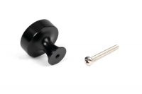 The 38mm "Atelier" Circular Cabinet Knob in Matt Black on a White Background Shown from behind with Screw 