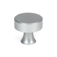The 38mm "Atelier" Circular Cabinet Knob in Satin Chrome on a White Background Shown Upright