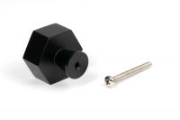 The 38mm "Vanguard" Hexagonal Cabinet Knob in Matt Black on a White Background Shown from Behind with the Screw