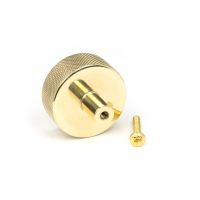 The 38mm Knurled Cabinet Knob (No Rose) in Polished Brass Displayed with Fitting Bolt The 38mm Knurled Cabinet Knob (No Rose) in Polished Brass Displayed with Fitting Bolt
