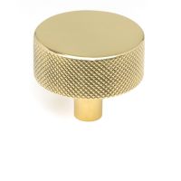 The 38mm Knurled Cabinet Knob (No Rose) in Polished Brass Shown Upright on a White Background The 38mm Knurled Cabinet Knob (No Rose) in Polished Brass Shown Upright on a White Background