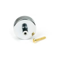 The 38mm Knurled Cabinet Knob (No Rose) in Polished Chrome Showing the Separate Components and Supplied Fitting