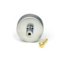 The 38mm Knurled Cabinet Knob (No Rose) in Satin Chrome Showing the Separate Components and Supplied Fitting