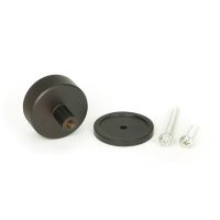 The 38mm Knurled Cabinet Knob on a Plain Rose in Aged Bronze Showing the Separate Components and Supplied Fitting The 38mm Knurled Cabinet Knob on a Plain Rose in Aged Bronze Showing the Separate Components and Supplied Fitting