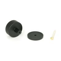 The 38mm Knurled Cabinet Knob on a Plain Rose in Matt Black Showing the Separate Components and Supplied Fitting The 38mm Knurled Cabinet Knob on a Plain Rose in Matt Black Showing the Separate Components and Supplied Fitting