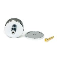 The 38mm Knurled Cabinet Knob on a Plain Rose in Polished Chrome Showing the Separate Components and Supplied Fitting The 38mm Knurled Cabinet Knob on a Plain Rose in Polished Chrome Showing the Separate Components and Supplied Fitting