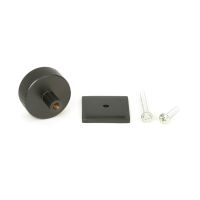 The 38mm Knurled Cabinet Knob on a Square Rose in Aged Bronze Showing the Separate Components and Supplied Fitting