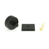 The 38mm Knurled Cabinet Knob on a Square Rose in Matt Black Showing the Separate Components and Supplied Fitting The 38mm Knurled Cabinet Knob on a Square Rose in Matt Black Showing the Separate Components and Supplied Fitting