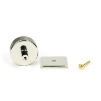The 38mm Knurled Cabinet Knob on a Square Rose in Polished Nickel Showing the Separate Components and Supplied Fitting The 38mm Knurled Cabinet Knob on a Square Rose in Polished Nickel Showing the Separate Components and Supplied Fitting