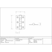 The 3" "Harrogate" Premium Ball Bearing Butt Hinge Technical Drawing and Dimensions