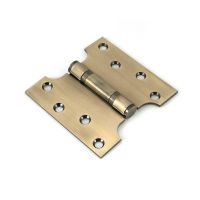 The 3" Heavy Duty Parliament Door Hinges (Pair) in Aged Brass Shown on a White Background