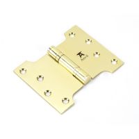The 3" Heavy Duty Parliament Door Hinges (Pair) in Polished Brass Shown on a White Background