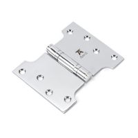 The 3" Heavy Duty Parliament Door Hinges (Pair) in Polished Chrome Shown on a White Background