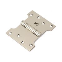 The 3" Heavy Duty Parliament Door Hinges (Pair) in Polished Nickel Shown on a White Background