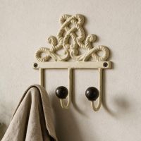 The 3 Hook scroll back plate Mounted on a Textured Wall with a Coat Hung on it - Digital Illustration The 3 Hook scroll back plate Mounted on a Textured Wall with a Coat Hung on it - Digital Illustration