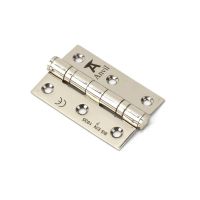 The 3 Inch Stainless Steel Ball Bearing Butt Hinges (Pair) in Polished Nickel on a White Background