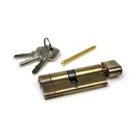 The 40/40 5-Pin Euro Cylinder Thumbturn Lock Keyed to Differ in Aged Brass with Keys and Bolt 