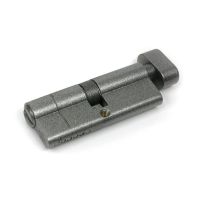 The 40/40 5-Pin Euro Cylinder Thumbturn Lock Keyed to Differ in Pewter on a White Background 