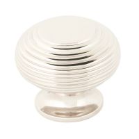 The 40mm Individual Polished Nickel Beehive Cabinet Knob on a White Background Shown Upright