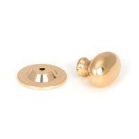 The Polished Bronze 40mm Traditional Oval Cabinet Knob on a White Background with Rose The Polished Bronze 40mm Traditional Oval Cabinet Knob on a White Background with Rose