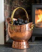 The 46cm "Windsor" Coal Bucket in a Modern Cream Living Room with a Log Burner in the Background - Digital Illustration The 46cm "Windsor" Coal Bucket in a Modern Cream Living Room with a Log Burner in the Background - Digital Illustration