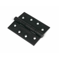 The 4" "Harrogate" Premium Ball Bearing Butt Hinge on a White Background in a Black Finish