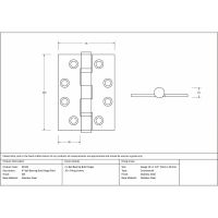 The 4" "Harrogate" Premium Ball Bearing Butt Hinge Technical Drawings and Dimensions