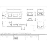 The 4" Polished Stainless Steel Universal Door & Window Bolt Technical Drawings and Dimensions The 4" Polished Stainless Steel Universal Door & Window Bolt Technical Drawings and Dimensions