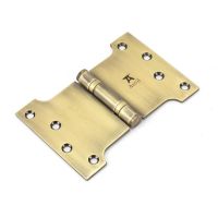 The 4" Heavy Duty Parliament Door Hinges (Pair) in Aged Brass Shown on a White Background