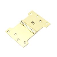 The 4" Heavy Duty Parliament Door Hinges (Pair) in Polished Brass Shown on a White Background