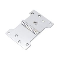 The 4" Heavy Duty Parliament Door Hinges (Pair) in Polished Chrome Shown on a White Background