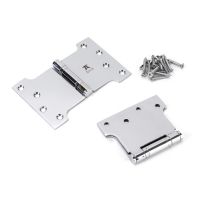 The 4" Heavy Duty Parliament Door Hinges (Pair) in Polished Chrome Shown on a White Background as a Pair with Supplied Screws