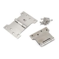 The 4" Heavy Duty Parliament Door Hinges (Pair) in Polished Nickel Shown on a White Background as a Pair with Supplied Screws
