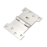 The 4" Heavy Duty Parliament Door Hinges (Pair) inPolished Nickel Shown on a White Background