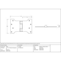 The 4 Inch Heavy Duty Parliament Door Hinges (Pair) in Polished Stainless Steel Technical Drawings and Dimensions