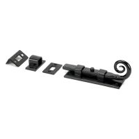 The 4 Inch Monkey Tail Window Security Bolt & Door Straight Bolt on a White Background in a Black Finish The 4 Inch Monkey Tail Window Security Bolt & Door Straight Bolt on a White Background in a Black Finish