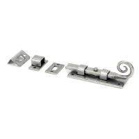 The 4 Inch Monkey Tail Window Security Bolt & Door Straight Bolt on a White Background in a Pewter Finish The 4 Inch Monkey Tail Window Security Bolt & Door Straight Bolt on a White Background in a Pewter Finish