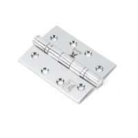 The 4 Inch Stainless Steel Ball Bearing Butt Hinges (Pair) in Polished Chrome on a White Background