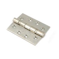 The 4 Inch Stainless Steel Ball Bearing Butt Hinges (Pair) in Polished Nickel on a White Background