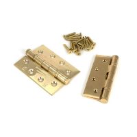 The 4 Stainless Steel Ball Bearing Butt Hinges (Pair) in Polished Brass with both Hinges and Screws